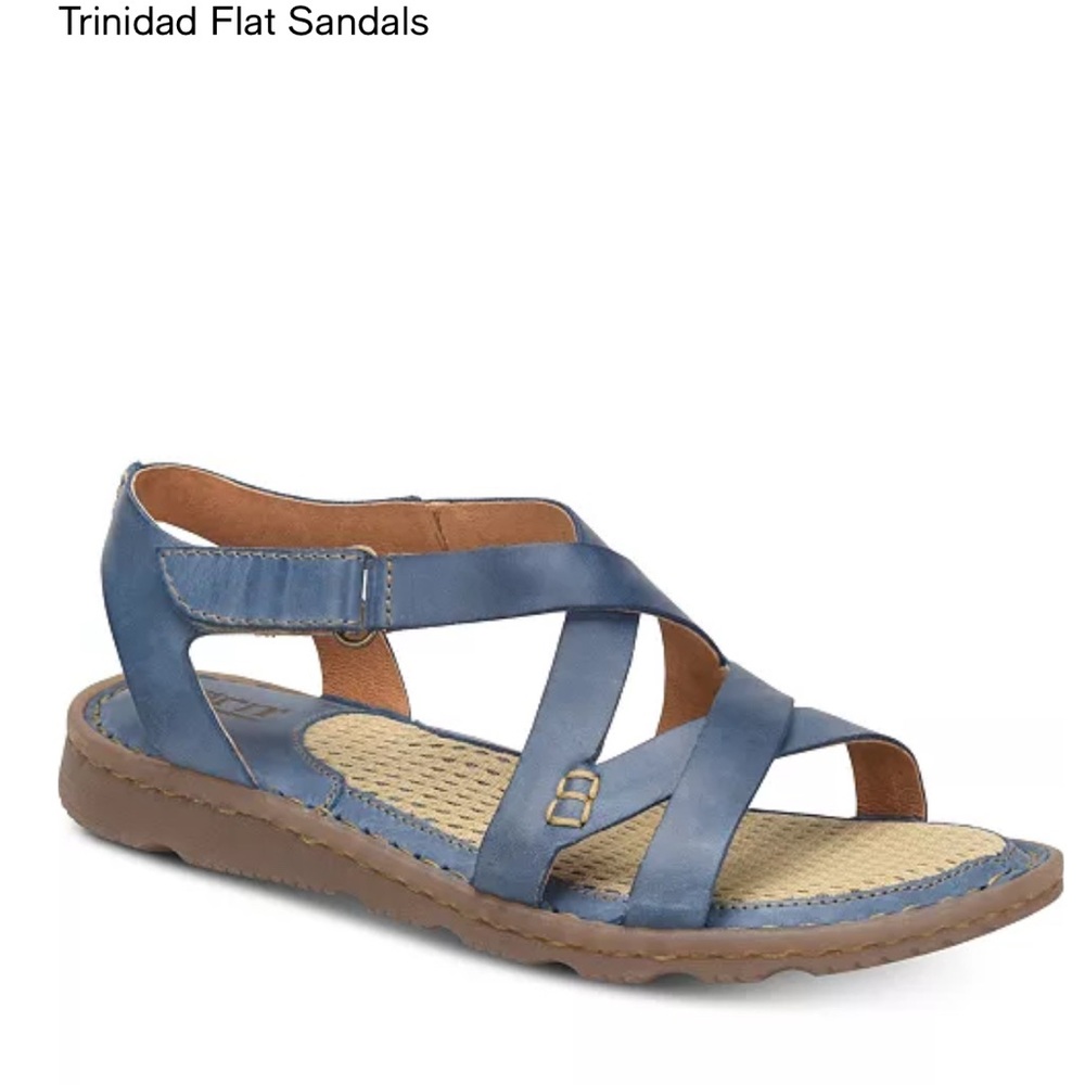 Born Blue Crisscross Sandals with Adjustable Ankle Strap